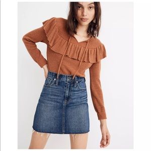 Madewell Size 27 Rigid Denim Straight Mini Jean Skirt Reworked Edition Raw Hem